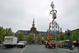 Maibaum schmückt den Marktplatz in Goch